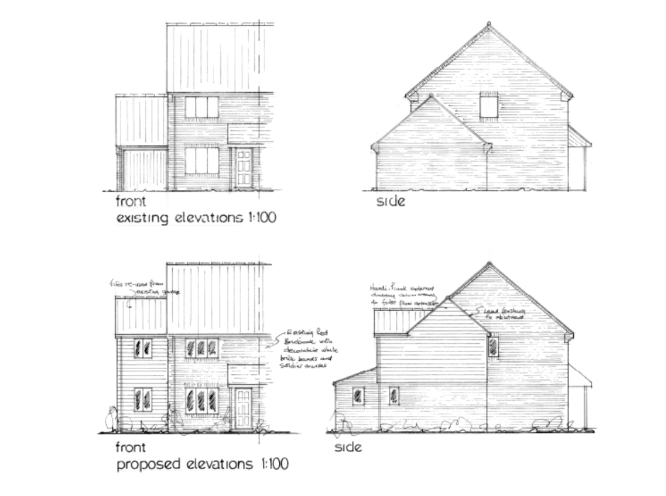 Design for home extension and garage conversion in Mendelsham -design and drawings by Buildright Suffolk