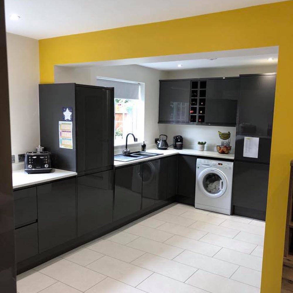 Open plan kitchen dining area in new two storey extension in Stowmarket Suffolk by Buildright Suffolk