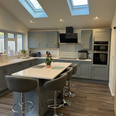 New fitted kitchen installed and finished in home extension in Elmswell