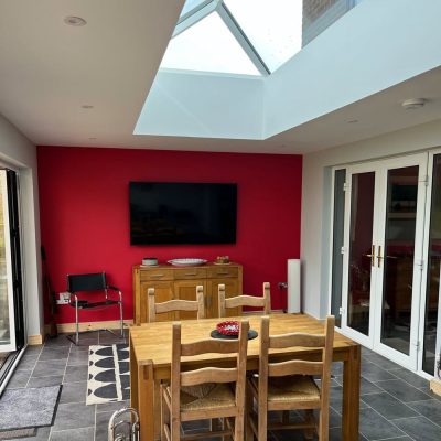 Roof lantern bringing light into dining extension in Stowmarket