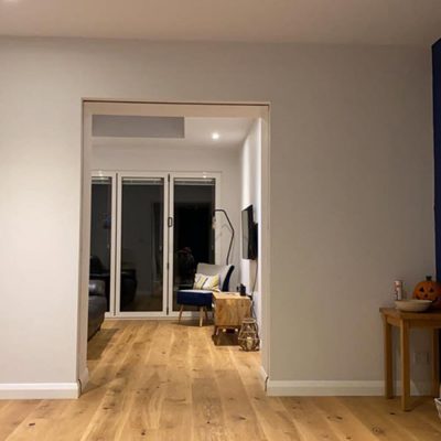 Pocket doors between the extension and the existing house in Stowmarket Suffolk